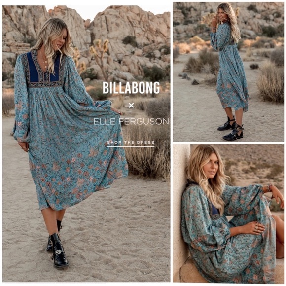*RARE* NWT Billabong x Elle Ferguson Boho Maxi Dress - Picture 7 of 11